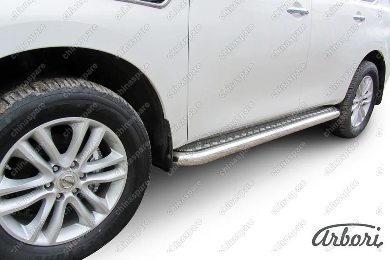 AFZDANIPAT11 Защита порогов d76 с листом Arbori нерж. сталь для Nissan PATROL 2012-2014