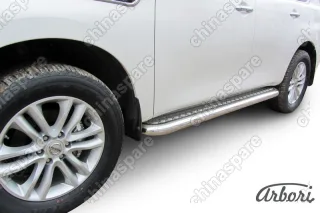 AFZDANIPAT11 Защита порогов d76 с листом Arbori нерж. сталь для Nissan PATROL 2012-2014