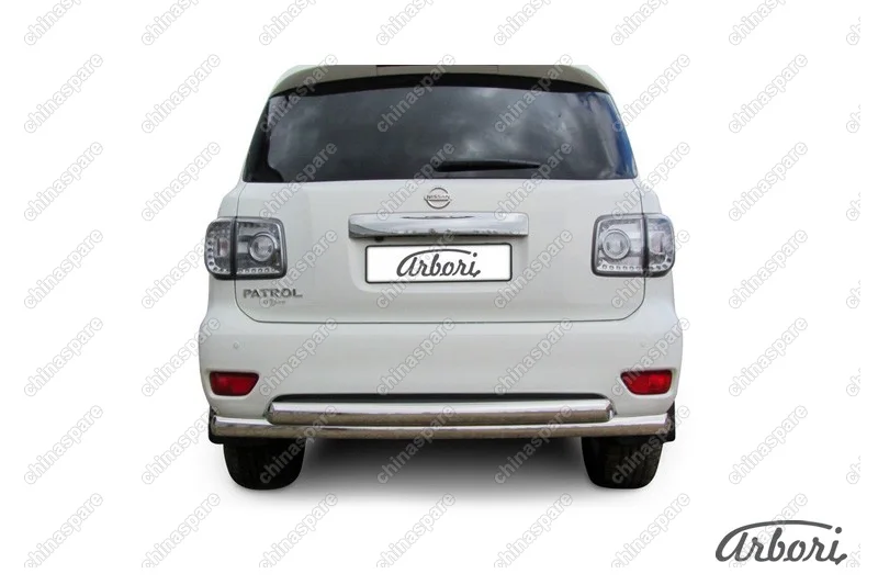 AFZDANIPAT15 Защита заднего бампера d 76+d76 двойная Arbori нерж. сталь для Nissan PATROL 2012-2014