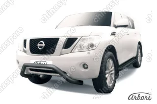AFZDANIPAT09B Кенгурятник d76 низкий широкий "мини" Arbori черн. для Nissan PATROL 2012-2014