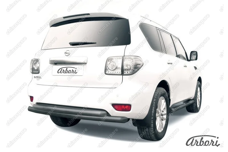 AFZDANIPAT15B Защита заднего бампера d 76+d76 двойная Arbori черн. для Nissan PATROL 2012-2014