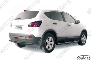 Защита заднего бампера Arbori d57 черная NISSAN QASHQAI 2007-2009
