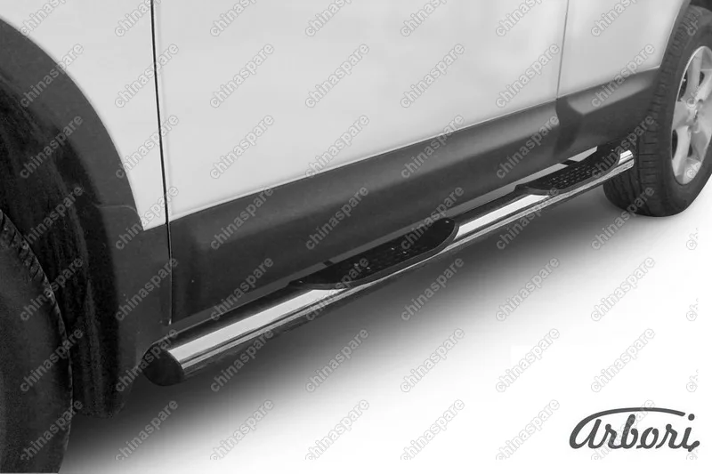Защита порогов d76 с проступями Arbori нерж. сталь для Nissan QASHQAI 2007-2010
