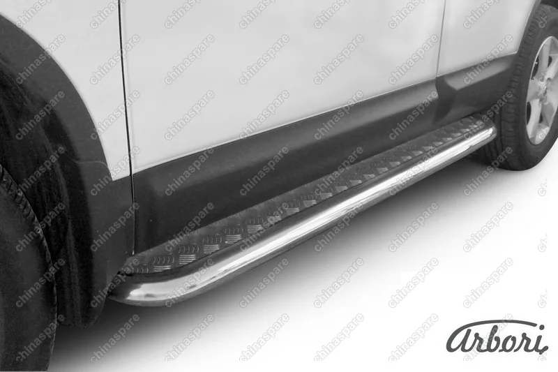 Защита порогов d57 с листом Arbori нерж. сталь для Nissan QASHQAI 2007-2010