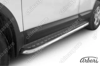 Защита порогов d57 с листом Arbori нерж. сталь для Nissan QASHQAI 2007-2010