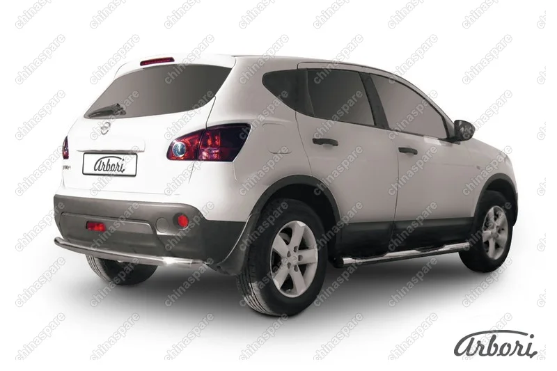 Защита заднего бампера d57 Arbori нерж. сталь для Nissan QASHQAI 2007-2010
