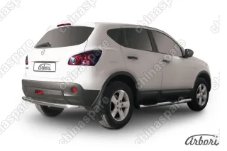 Защита заднего бампера d57 Arbori нерж. сталь для Nissan QASHQAI 2007-2010
