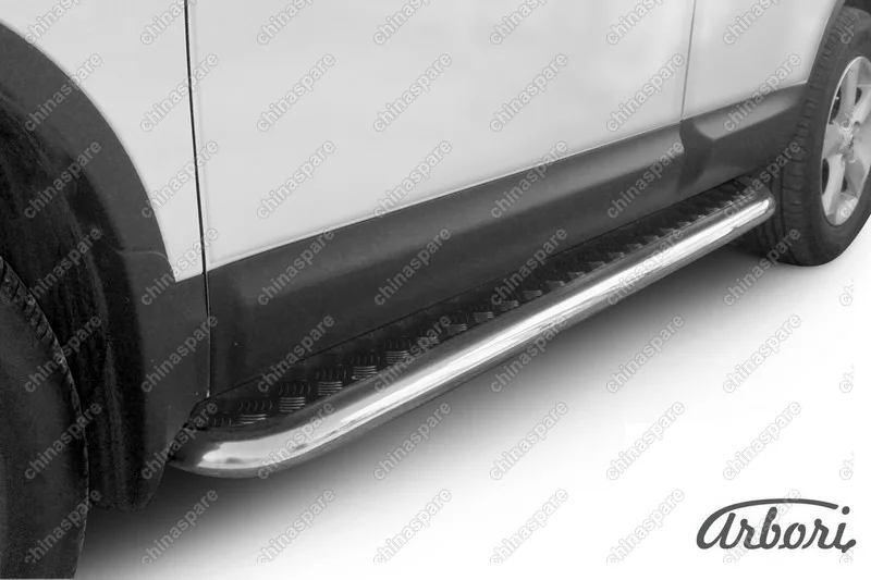 Защита штатных порогов Arbori d57 с листом (чёрный "квинтет") NISSAN QASHQAI 2007-2009