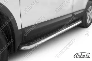 Защита штатных порогов Arbori d57 с листом (чёрный "квинтет") NISSAN QASHQAI 2007-2009