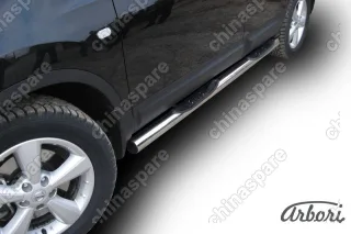 Защита порогов d76 с проступями Arbori нерж. сталь для Nissan QASHQAI+2 2007-2010