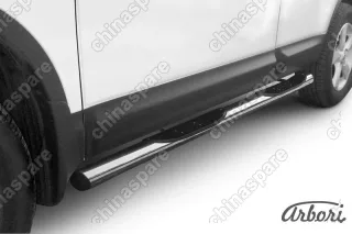 Защита порогов d76 с проступями Arbori нерж. сталь для Nissan QASHQAI+2 2007-2010