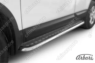 Защита порогов d57 с листом Arbori нерж. сталь для Nissan QASHQAI+2 2007-2010
