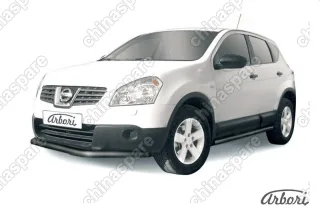 Защита переднего бампера d57 длинная Arbori черн. для Nissan QASHQAI 2007-2010