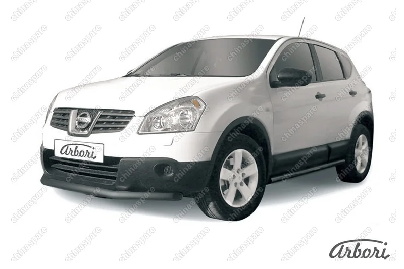 Защита переднего бампера d57 короткая Arbori черн. для Nissan QASHQAI 2007-2010