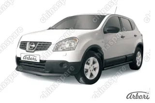 Защита переднего бампера d57 короткая Arbori черн. для Nissan QASHQAI 2007-2010