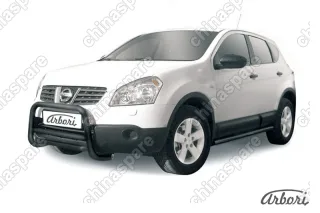 Кенгурятник d57 низкий  Arbori черн. для Nissan QASHQAI+2 2007-2010