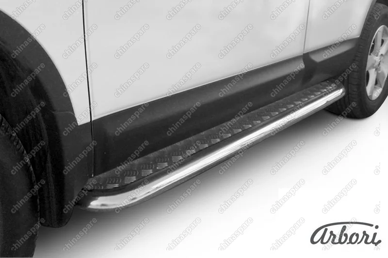 Защита порогов d57 с листом Arbori нерж. сталь для Nissan QASHQAI 2011-2013