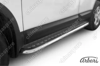 Защита порогов d57 с листом Arbori нерж. сталь для Nissan QASHQAI 2011-2013