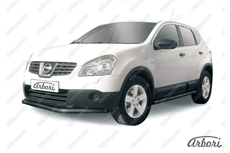 Защита переднего бампера d57 длинная Arbori черн. для Nissan QASHQAI 2011-2013