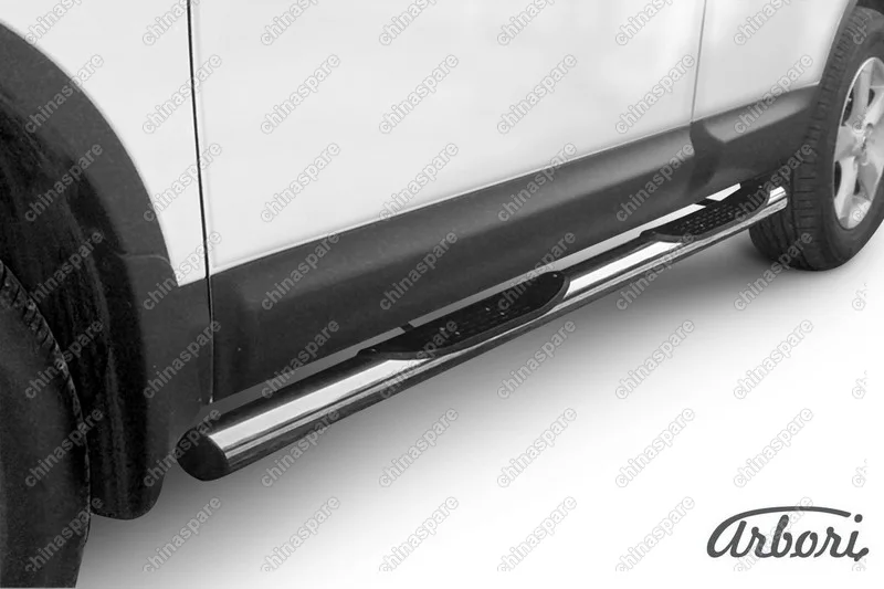 Защита порогов d76 с проступями Arbori нерж. сталь для Nissan QASHQAI+2 2011-2013