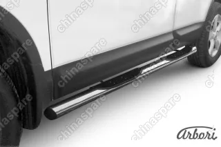 Защита порогов d76 с проступями Arbori нерж. сталь для Nissan QASHQAI+2 2011-2013