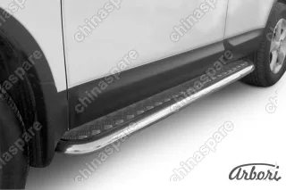 Защита порогов d57 с листом Arbori нерж. сталь для Nissan QASHQAI+2 2011-2013