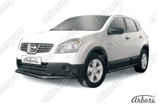 Защита переднего бампера d57 длинная Arbori черн. для Nissan QASHQAI+2 2011-2013
