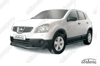 Защита переднего бампера d57+d42 двойная короткая Arbori черн. для Nissan QASHQAI+2 2011-2013