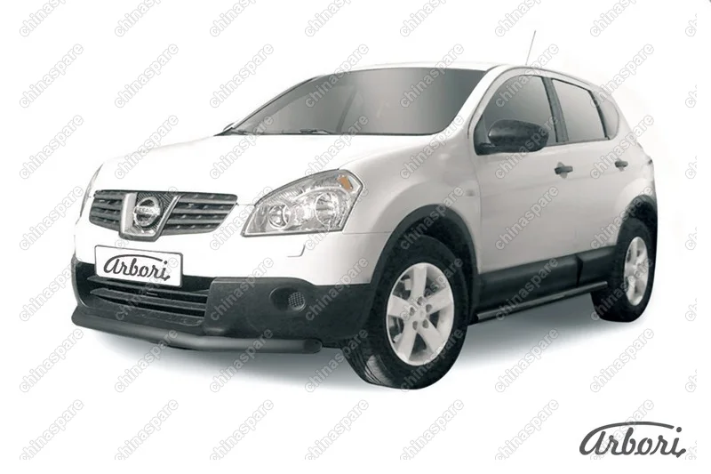 Защита переднего бампера d57 короткая Arbori черн. для Nissan QASHQAI+2 2011-2013