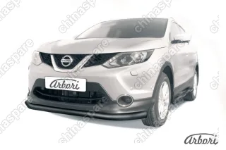 Защита переднего бампера d76 Arbori черн. для NISSAN Qashqai 2014-нв