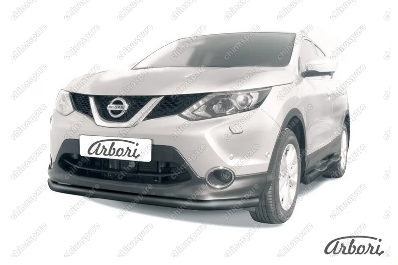 Защита переднего бампера d57 Arbori черн. для NISSAN Qashqai 2014-нв