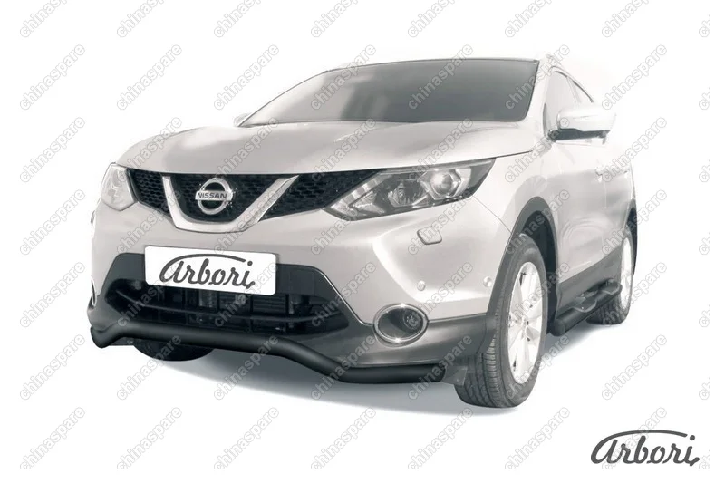 Защита переднего бампера d57 волна Arbori черн. для NISSAN Qashqai 2014-нв