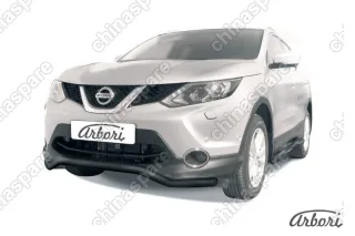 Защита переднего бампера d57 волна Arbori черн. для NISSAN Qashqai 2014-нв