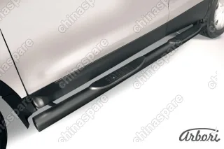 Защита порогов d76 с проступями Arbori черн. для NISSAN Qashqai 2014-нв