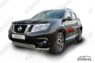 AFZDANTER1402 Защита переднего d57+d42 бампера двойная Arbori нерж. сталь для NISSAN Terrano 2014-нв