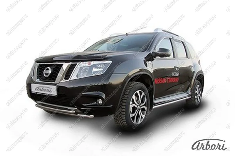 AFZDANTER1404 Защита переднего бампера d42+d42 двойная Arbori нерж. сталь для NISSAN Terrano 2014-нв