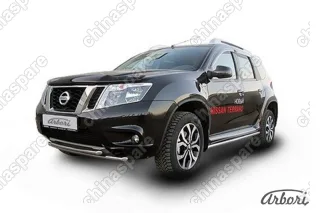 AFZDANTER1404 Защита переднего бампера d42+d42 двойная Arbori нерж. сталь для NISSAN Terrano 2014-нв
