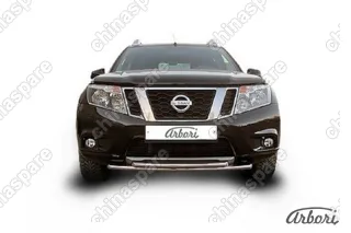 AFZDANTER1404 Защита переднего бампера d42+d42 двойная Arbori нерж. сталь для NISSAN Terrano 2014-нв