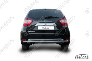 AFZDANTER1409 Защита заднего бампера d42+d42 двойная Arbori нерж. сталь для NISSAN Terrano 2014-нв