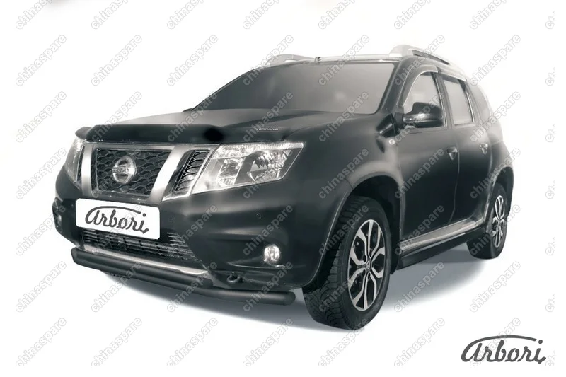 AFZDANTER1402B Защита переднего d57+d42 бампера двойная Arbori черн. для NISSAN Terrano 2014-нв