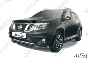 AFZDANTER1402B Защита переднего d57+d42 бампера двойная Arbori черн. для NISSAN Terrano 2014-нв