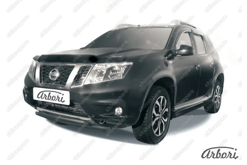 AFZDANTER1404B Защита переднего бампера d42+d42 двойная Arbori черн. для NISSAN Terrano 2014-нв