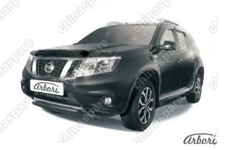 AFZDANTER1404B Защита переднего бампера d42+d42 двойная Arbori черн. для NISSAN Terrano 2014-нв
