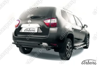 AFZDANTER1409B Защита заднего бампера d42+d42 двойная Arbori черн. для NISSAN Terrano 2014-нв