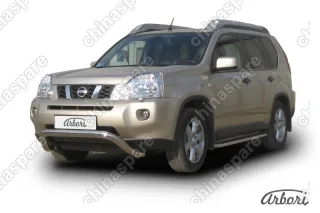 AFZDANXT01 Кенгурятник d76 низкий "мини" Arbori нерж. сталь для Nissan X-TRAIL 2007-2011