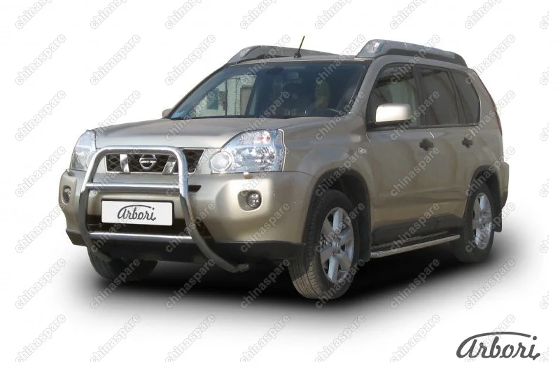 AFZDANXT02 Кенгурятник d57 высокий  Arbori нерж. сталь для Nissan X-TRAIL 2007-2011