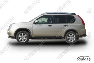 AFZDANXT06 Защита порогов d76 с проступями Arbori нерж. сталь для Nissan X-TRAIL 2007-2011