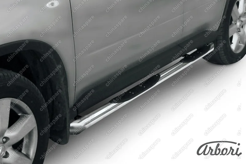 AFZDANXT14 Защита порогов d76 с проступями со скосами Arbori нерж. сталь для Nissan X-TRAIL 2007-2011
