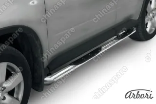 AFZDANXT14 Защита порогов d76 с проступями со скосами Arbori нерж. сталь для Nissan X-TRAIL 2007-2011