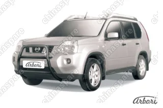 AFZDANXT02B Кенгурятник d57 высокий  Arbori черн. для Nissan X-TRAIL 2007-2011